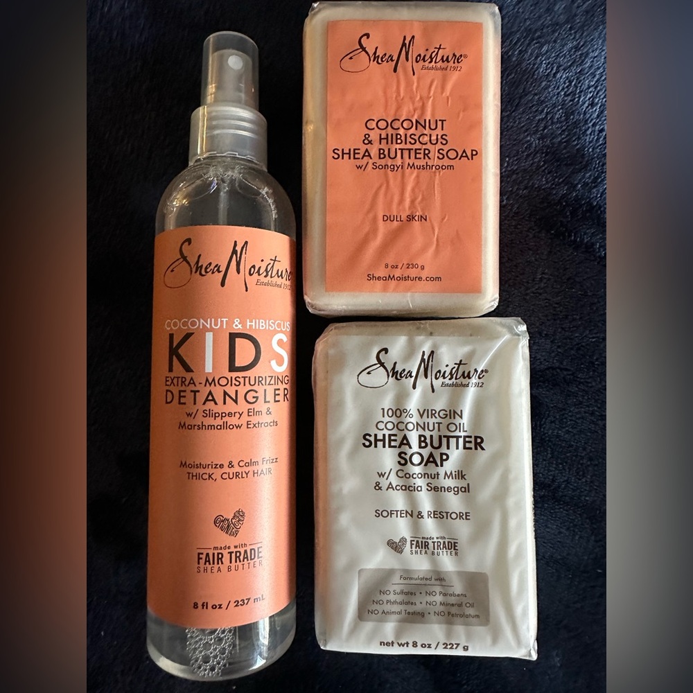 Shea Moisture Kids Coconut & Hibiscus Detangler &Soap Peach, Cream  BUNDLE #H